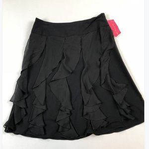 Sunny Leigh Mini Skirt SZ 4 Pleated Ruffles Black
